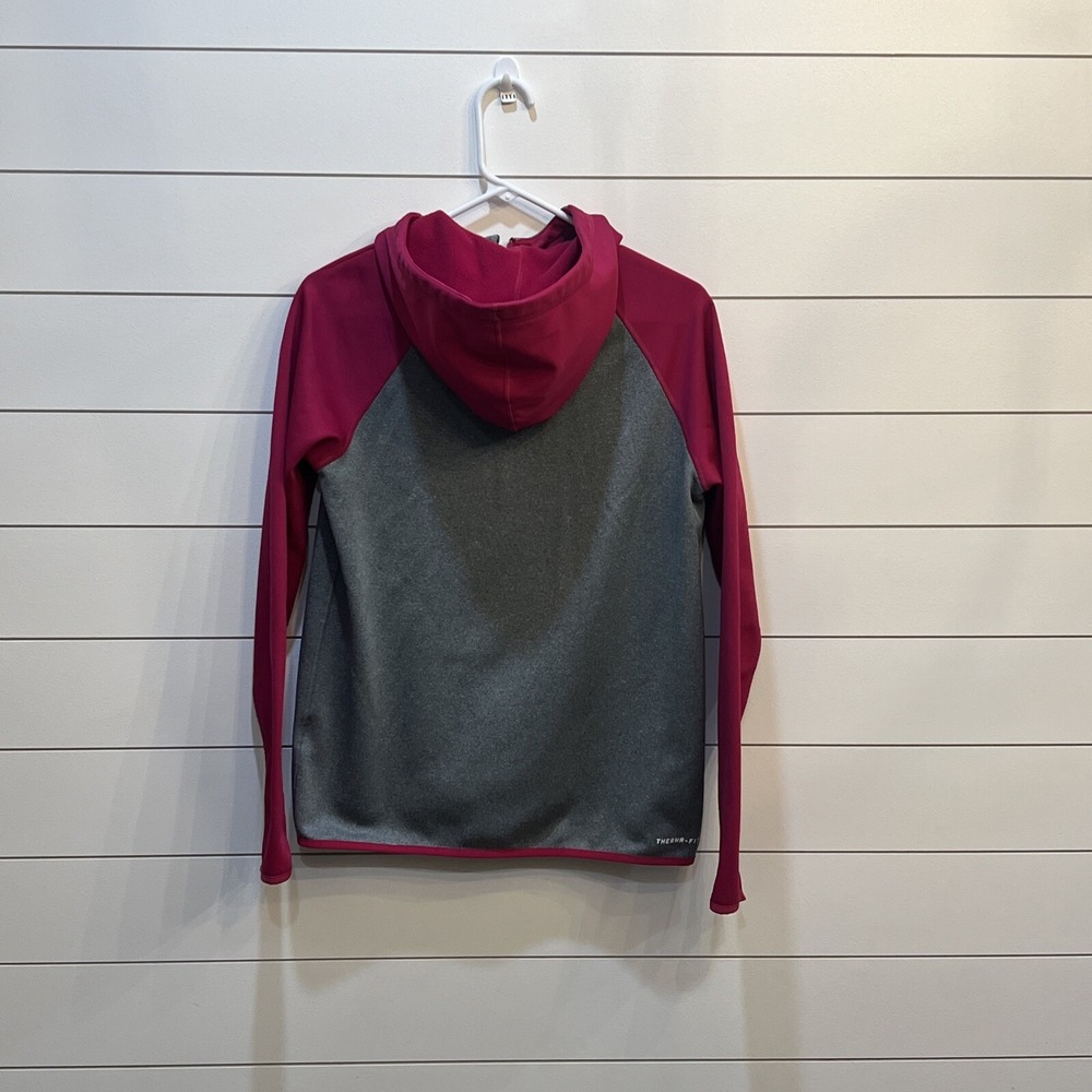 Nike Hoodie Women Small Pink And Gray Sweatshirt Jacket Therma Fit Swoosh Raglan - Picture 6 of 14